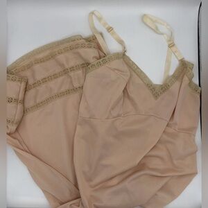 VTG Slip Dress Beige Lace JCPenney Size 34/12 Lingerie Loungewear Lace Trim